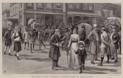 Die Krise im Transvaal, eine Straßenszene in Johannesburg